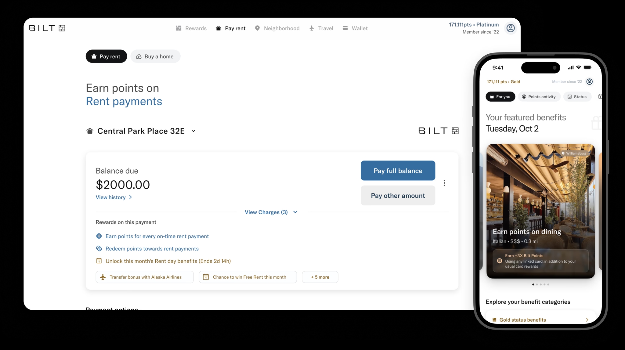 Bilt Rewards mockup, Source: Bilt Rewards